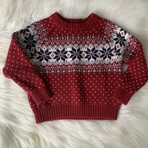 Old Navy Toddler Red Blue and white Snowflake Sweater